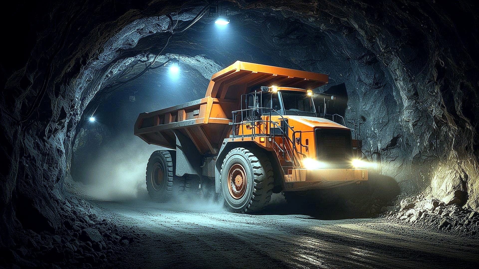 Underground mining loader at work